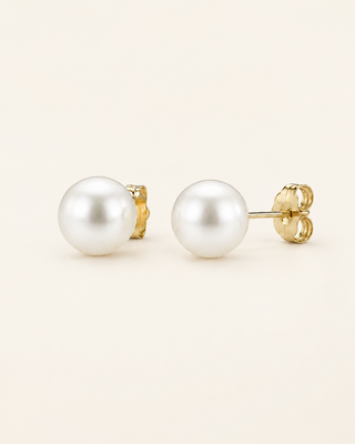 6.5-7mm white Akoya pearl stud earrings by Prestige Pearl