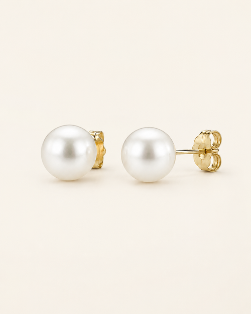 6.5-7mm white Akoya pearl stud earrings by Prestige Pearl