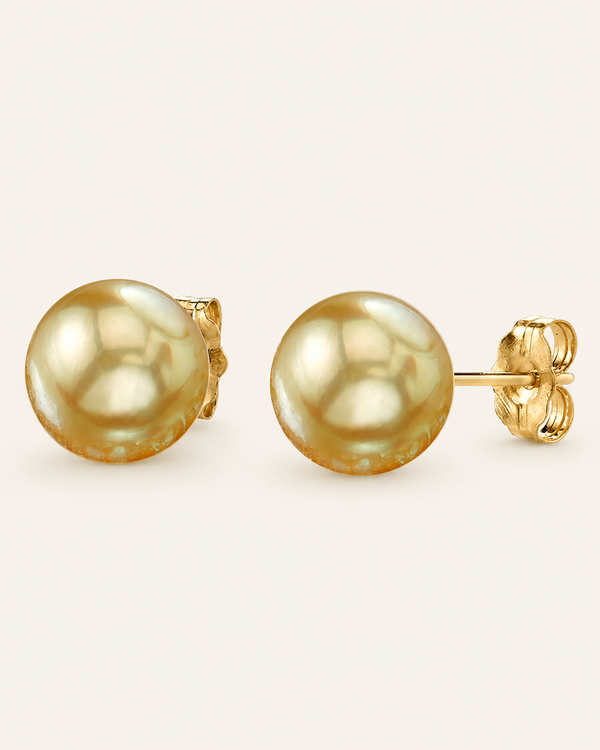 Golden South Sea Pearl Stud Earrings