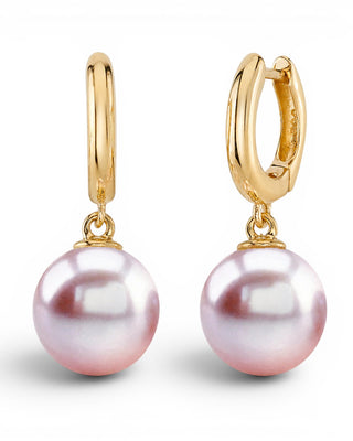 9–9.5mm pink Freshwater pearl huggie earrings by Prestige Pearl