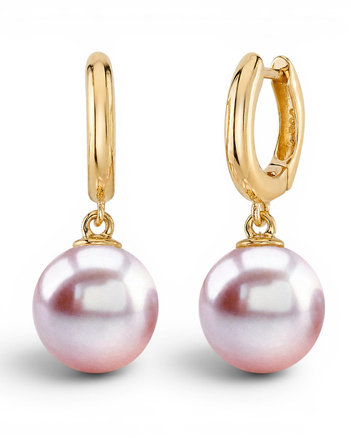 9–9.5mm pink Freshwater pearl huggie earrings by Prestige Pearl