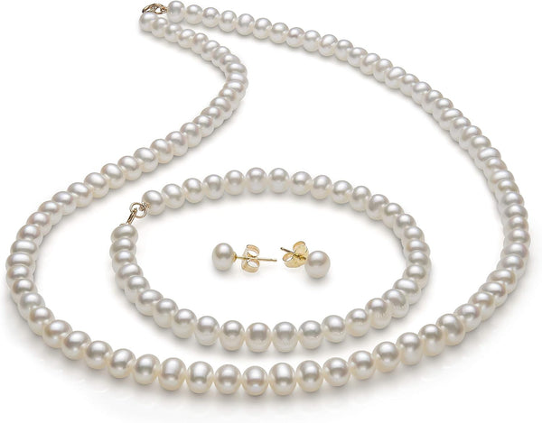 Freshwater pearl necklace, bracelet, and earring jewelry set