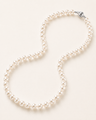 Japanese Akoya white pearl necklace with a gold clasp