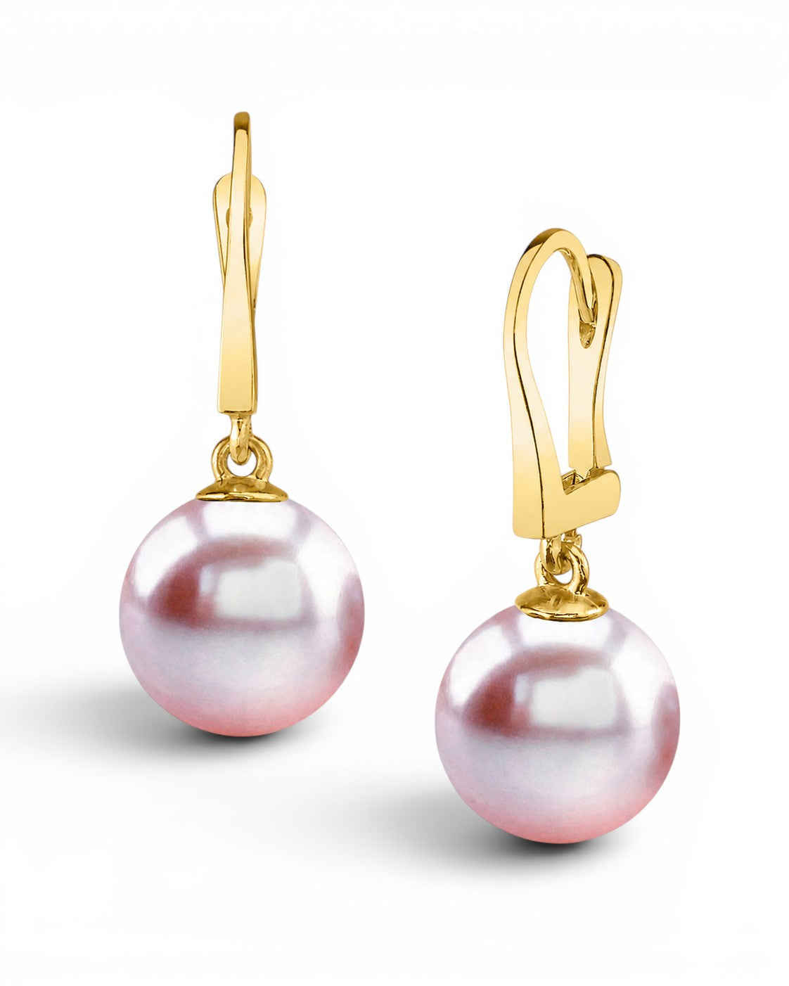 9–9.5mm pink Freshwater pearl leverback earrings by Prestige Pearl