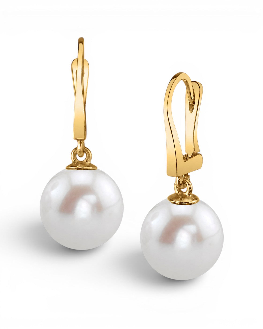 9–9.5mm white Freshwater pearl leverback earrings by Prestige Pearl