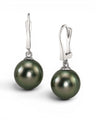 8.5–9mm round Tahitian pearl leverback earrings by Prestige Pearl