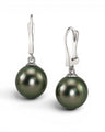 9–9.5mm round Tahitian pearl leverback earrings by Prestige Pearl