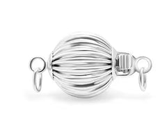 Fermoir boule cannelée or blanc 14 carats