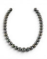 Prestige Pearl hand-knotted necklace featuring 9-11mm round black Tahitian pearls with a polished luster.