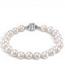Prestige Pearl white Akoya pearl bracelet with a round, hand-knotted strand and a polished corrugated clasp.