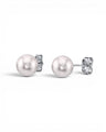 Prestige Pearl 6.5-7mm white round Akoya pearl stud earrings with secure butterfly backs in polished gold.